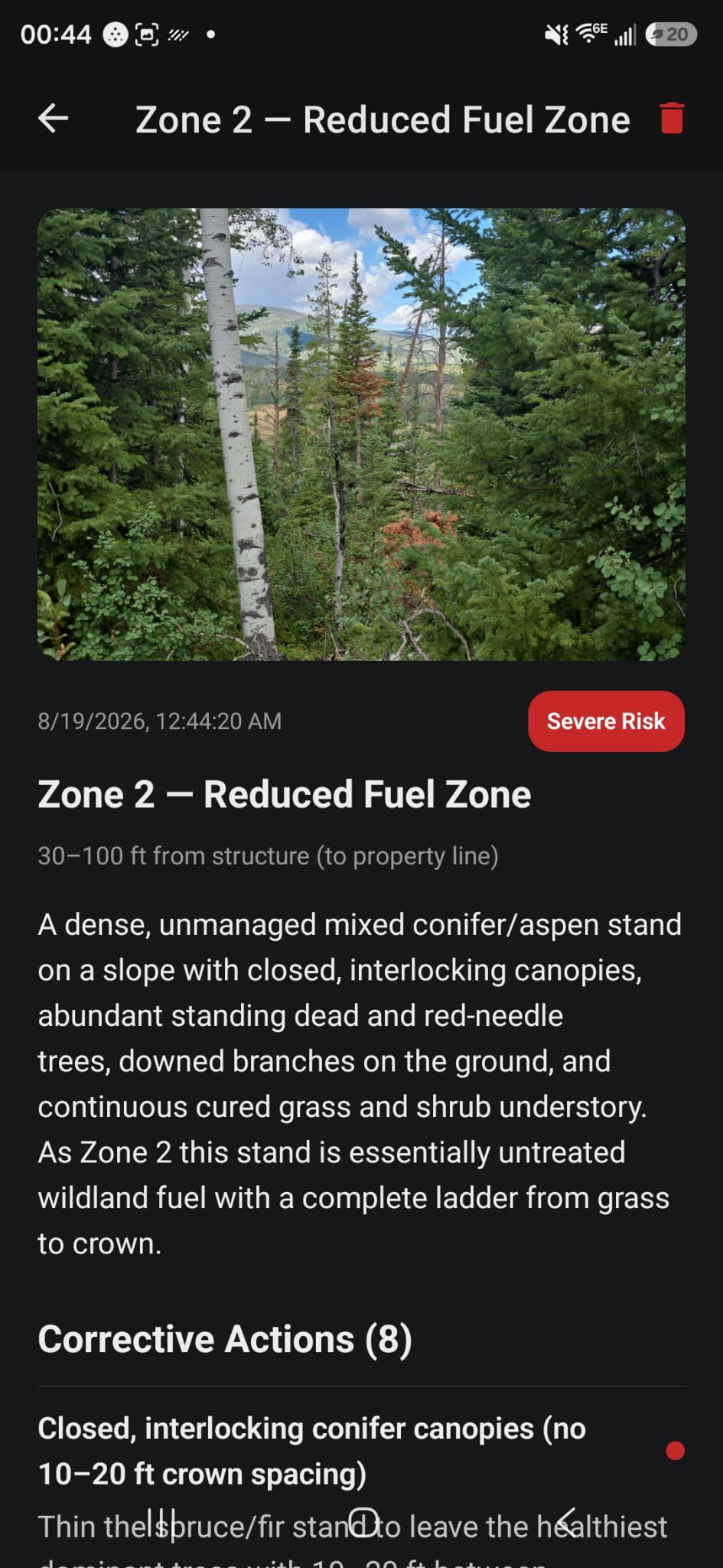 DPS AI Inspection showing a Severe risk rating for a Zone 2 inspection